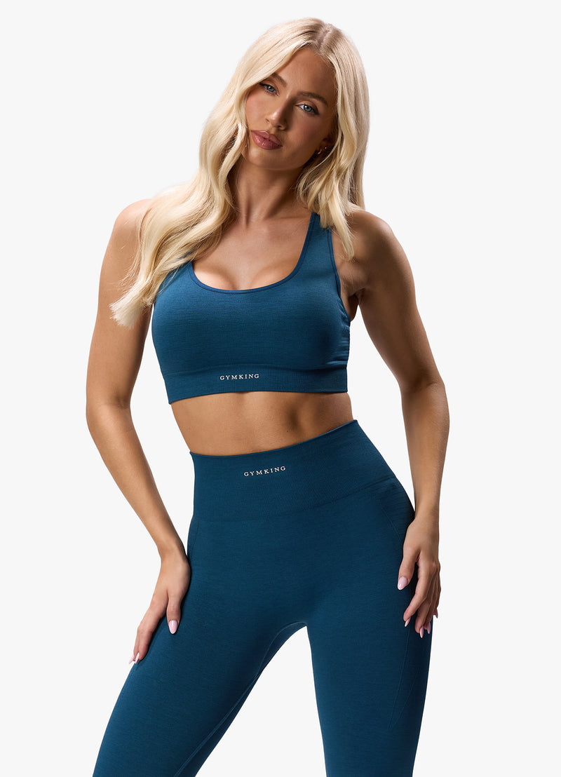 Gym King Results 2.0 Seamless Cross Over Bra - Teal