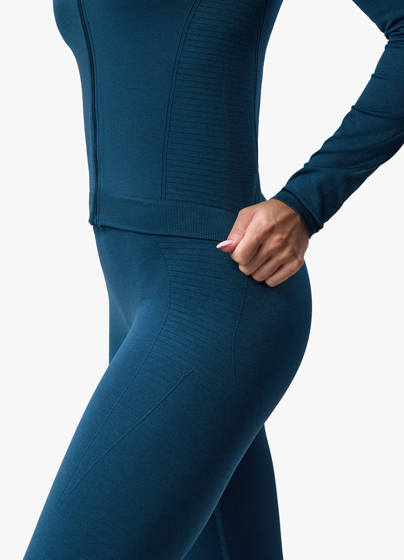 Gym King Results 2.0 Seamless Full Zip Funnel - Teal