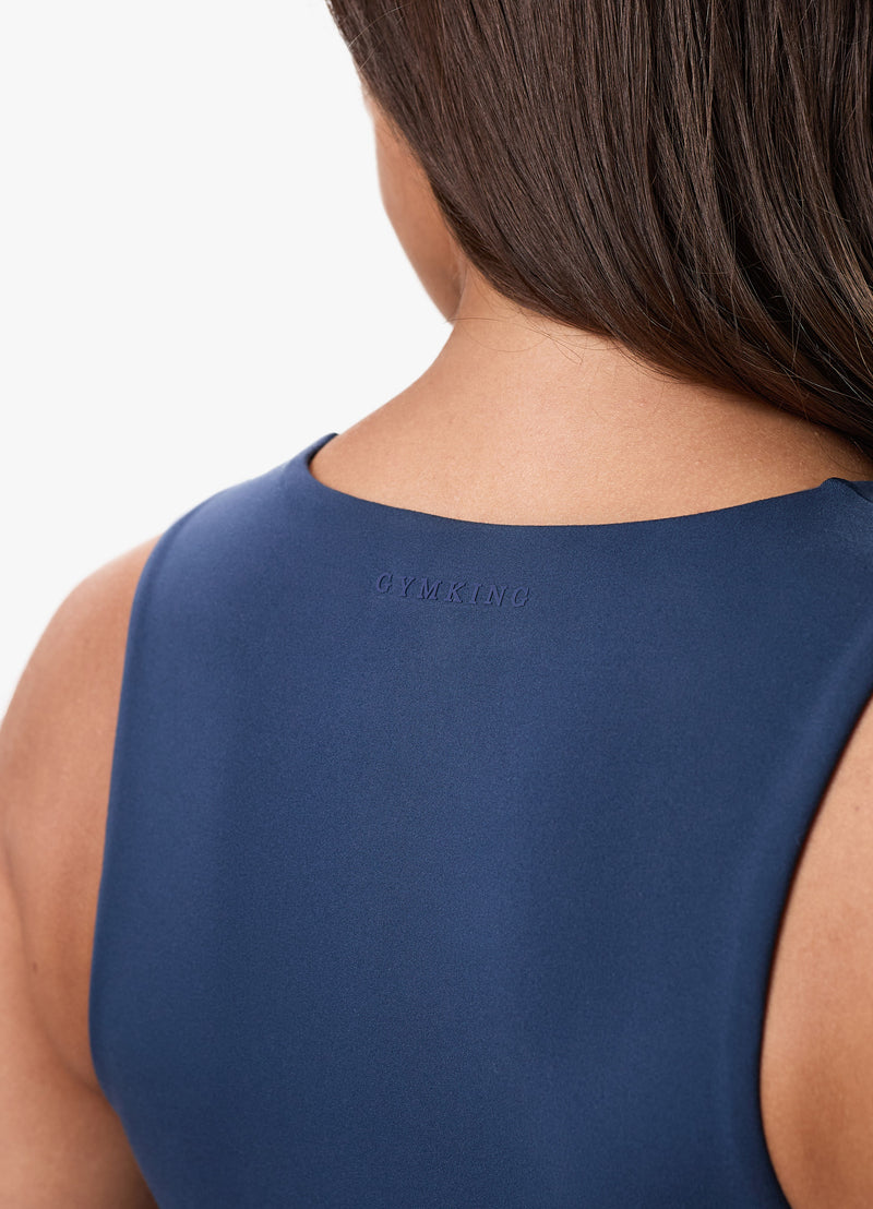 Gym King Peach Luxe High Neck Tank - Rich Blue Luxe