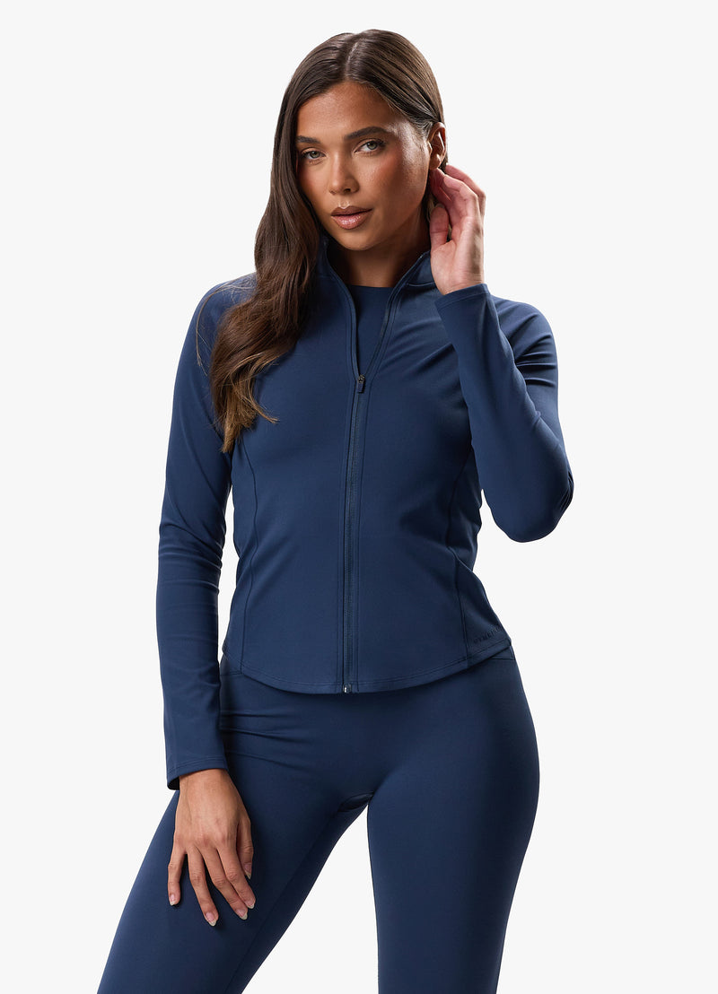 Gym King Peach Luxe Full Zip Jacket - Rich Blue Luxe