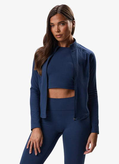 Gym King Peach Luxe Full Zip Jacket - Rich Blue Luxe