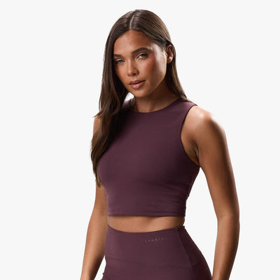 Gym King Peach Luxe High Neck Tank - Deep Plum Luxe