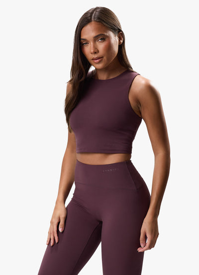 Gym King Peach Luxe High Neck Tank - Deep Plum Luxe