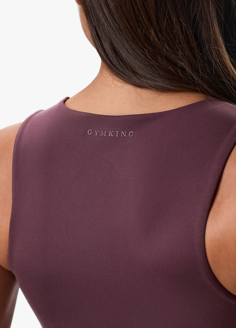 Gym King Peach Luxe High Neck Tank - Deep Plum Luxe