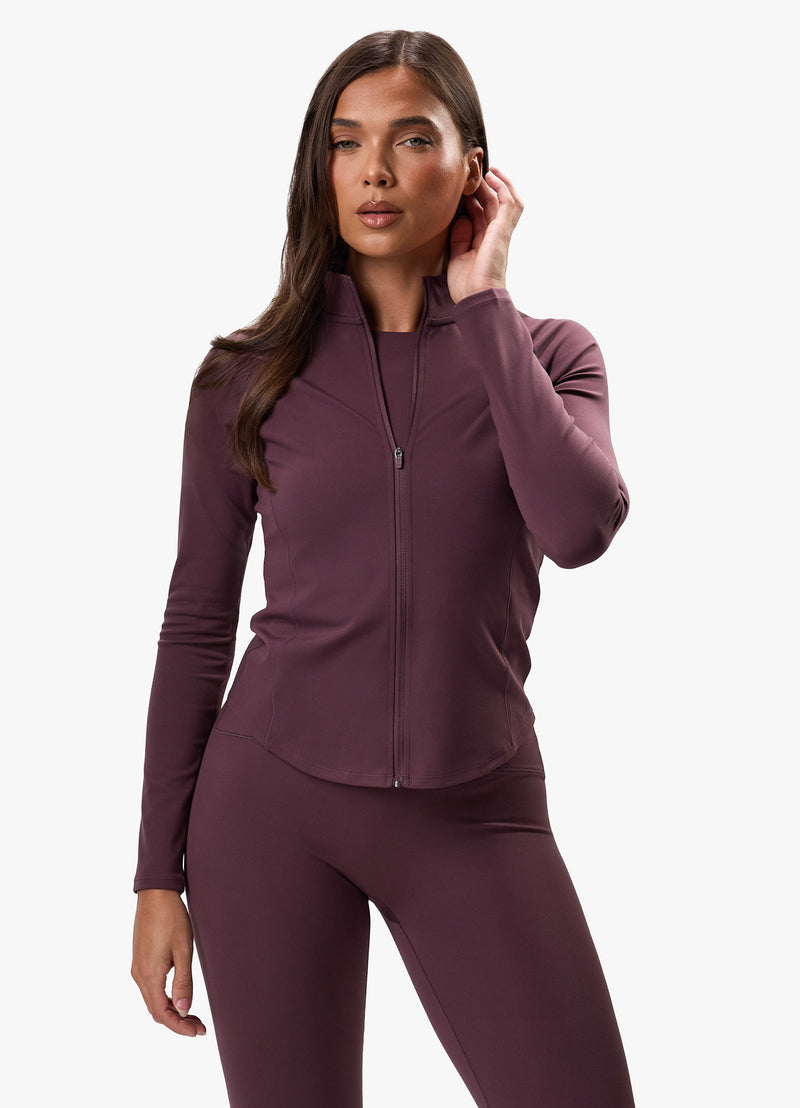 Gym King Peach Luxe Full Zip Jacket - Deep Plum Luxe