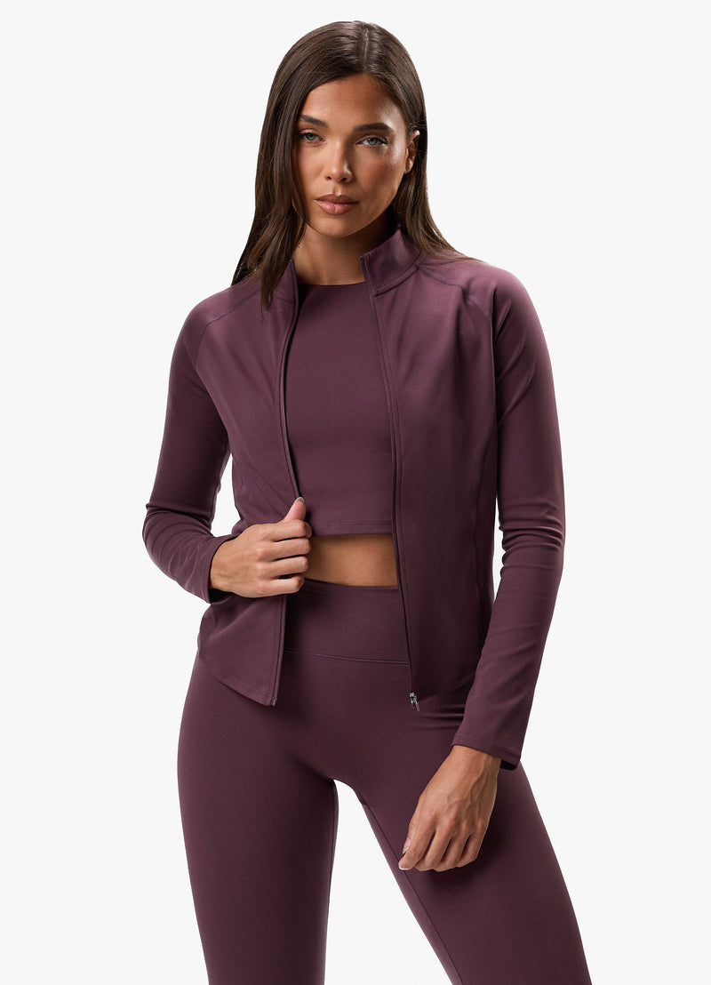 Gym King Peach Luxe Full Zip Jacket - Deep Plum Luxe