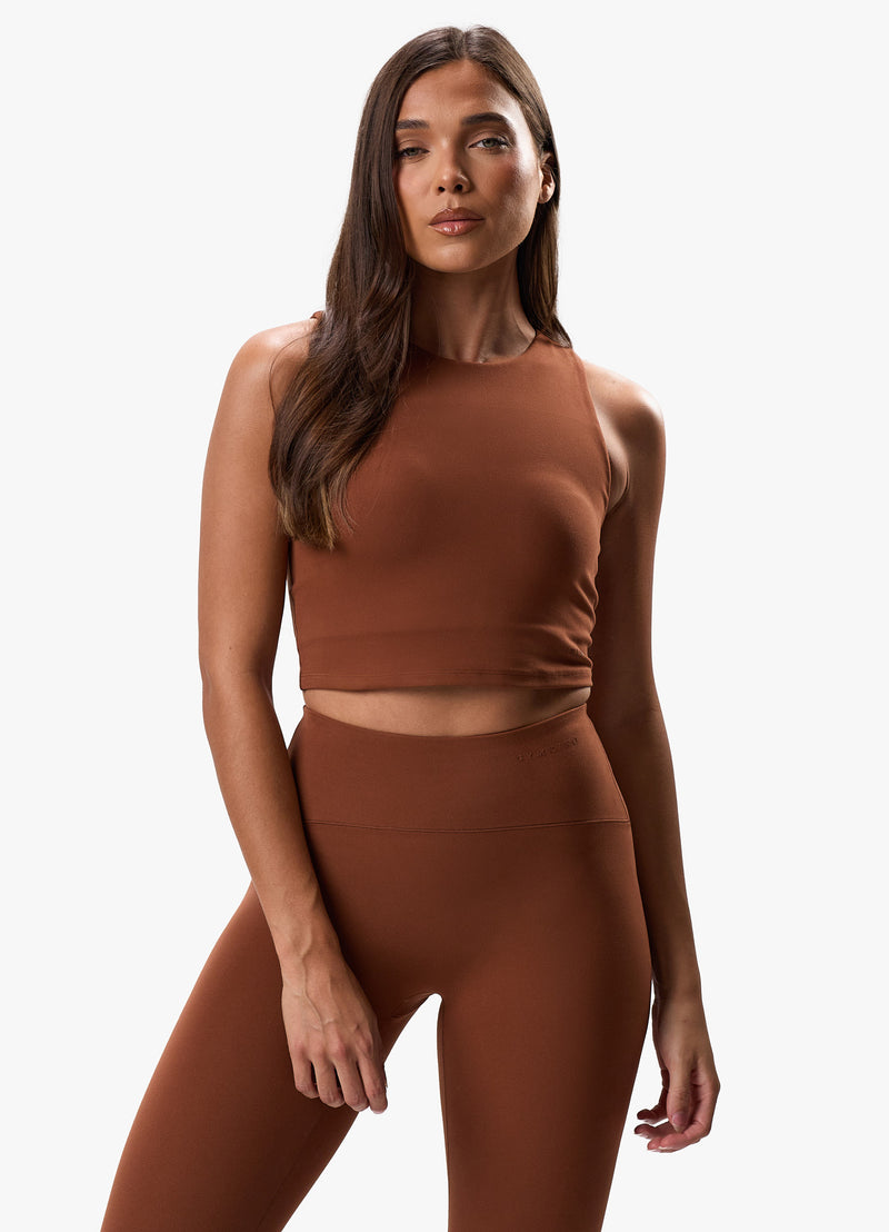 Gym King Peach Luxe High Neck Tank - Spiced Pumpkin Luxe