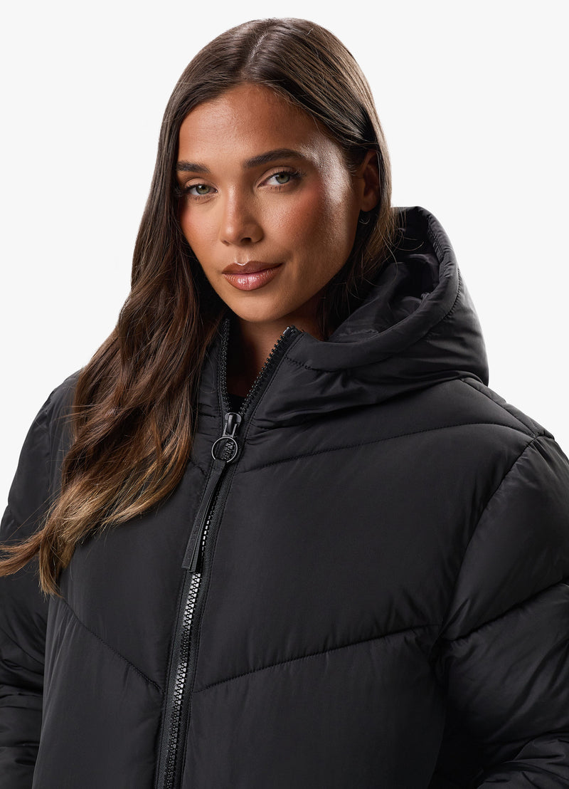 Gym King Chevron Longline Puffer - Black