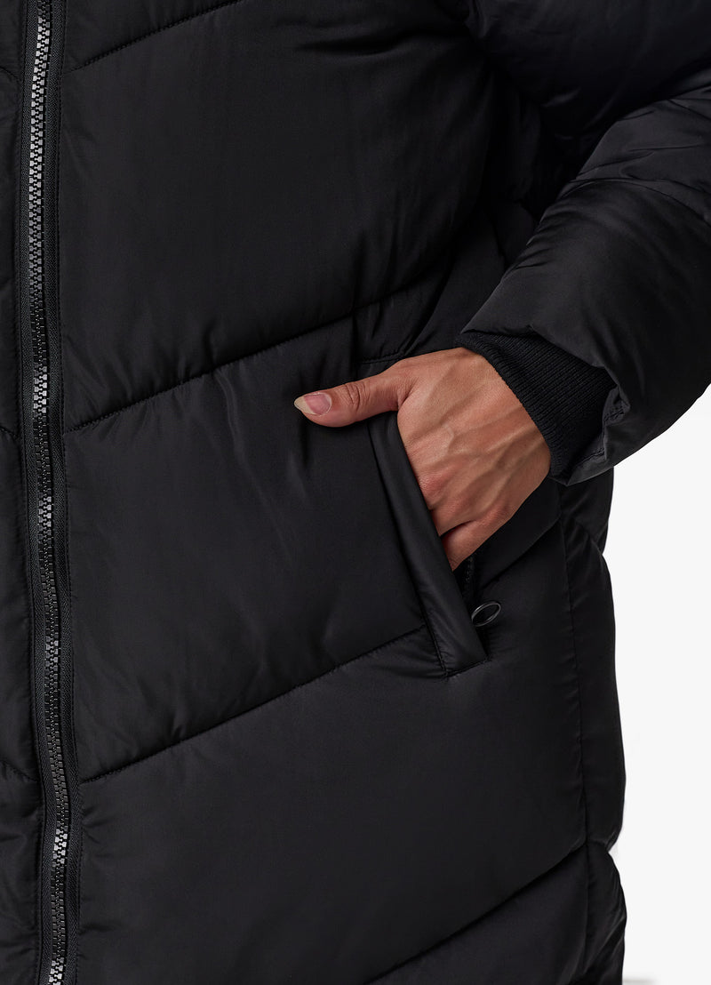 Gym King Chevron Longline Puffer - Black