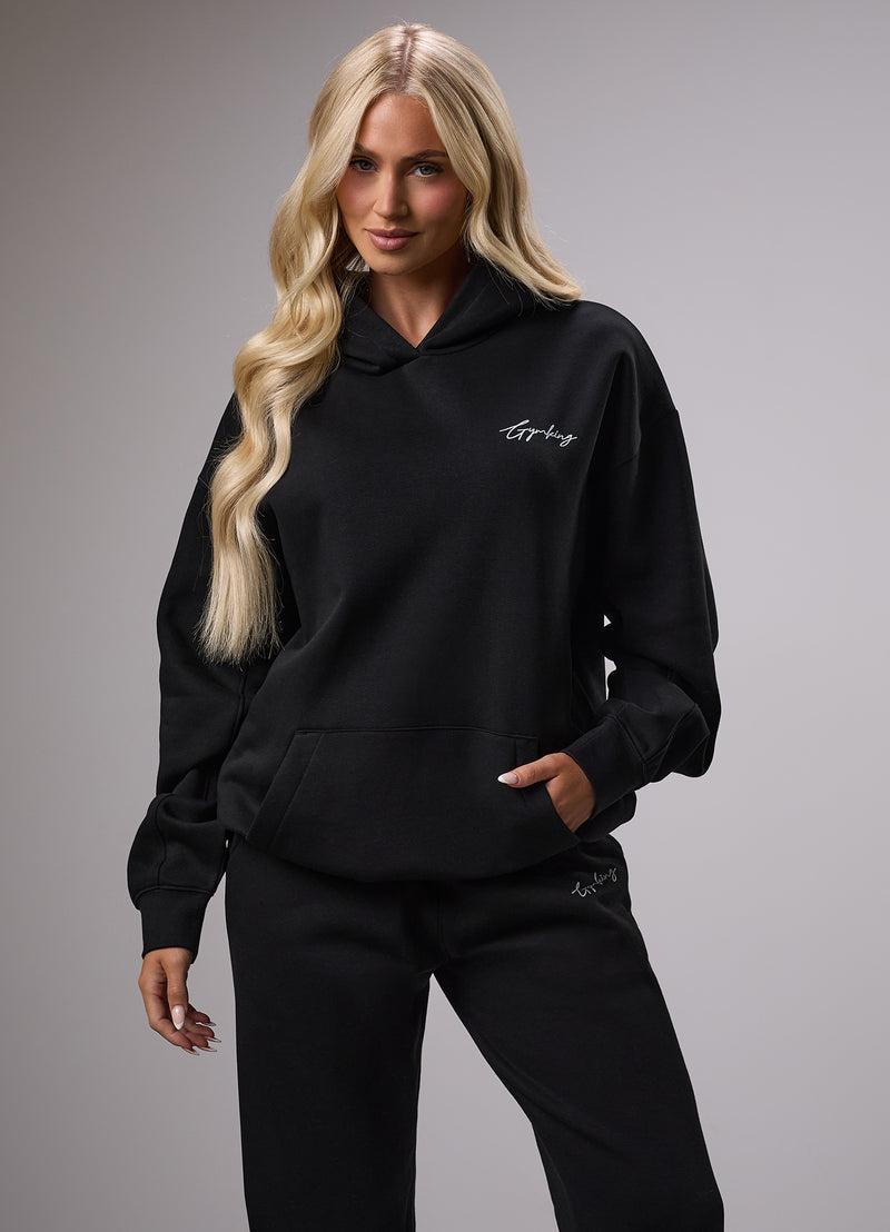 Gym King Reset Oversized Fleece Hood Tracksuit - Black