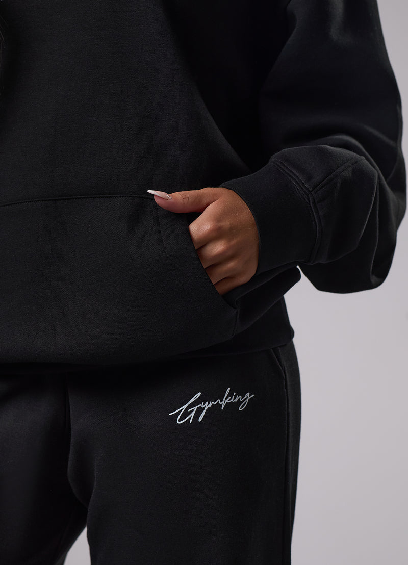 Gym King Reset Oversized Fleece Hood Tracksuit - Black