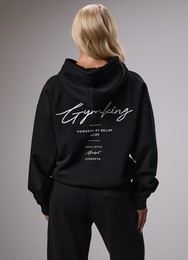 Gym King Reset Oversized Fleece Hood - Black