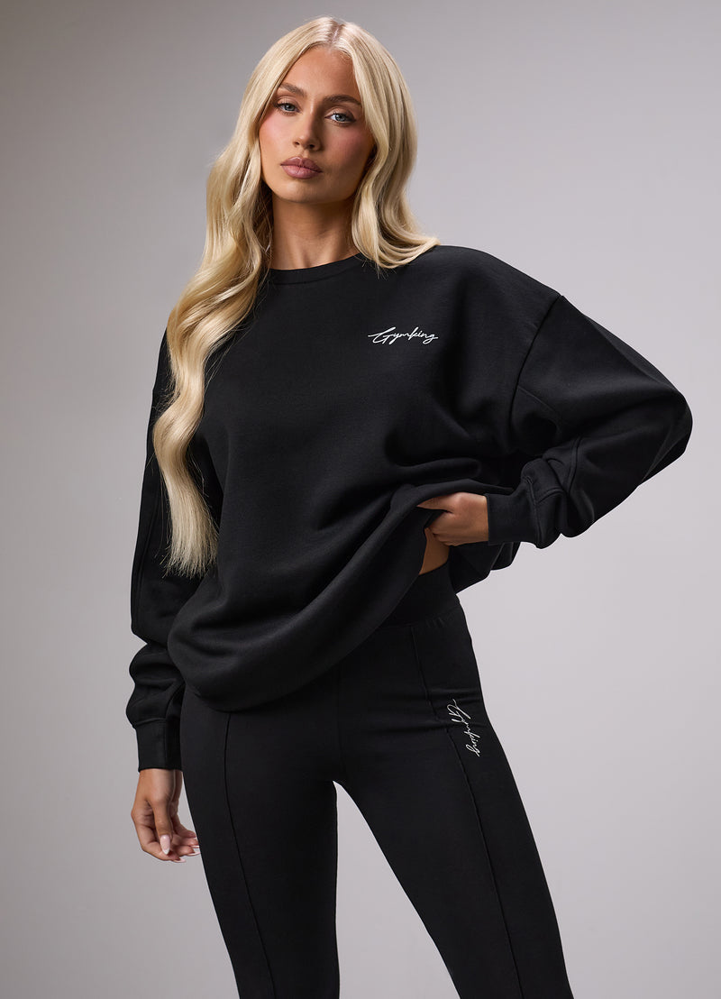 Gym King Reset Oversized Crew - Black