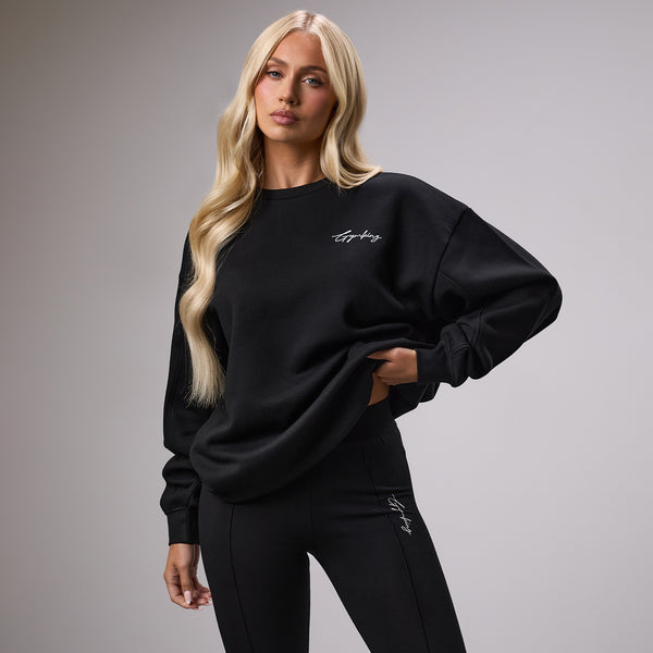 Gym King Reset Oversized Crew - Black