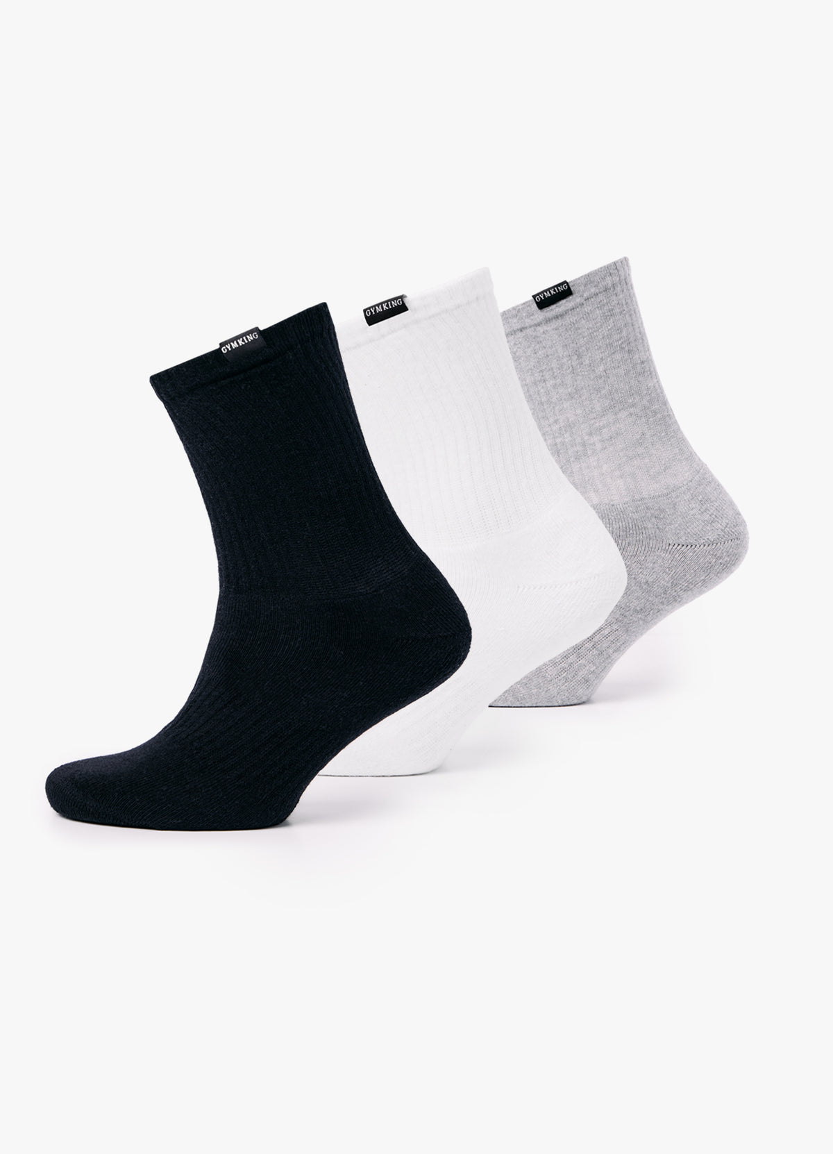 Gym King Essential 3PK Sock - White/Grey/Black
