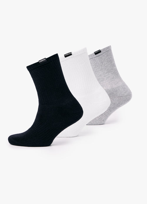 Gym King Essential 3PK Sock - White/Grey/Black