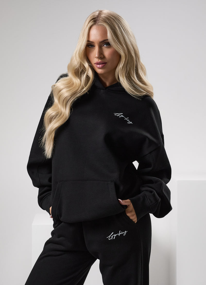 Gym King Reset Oversized Fleece Hood - Black