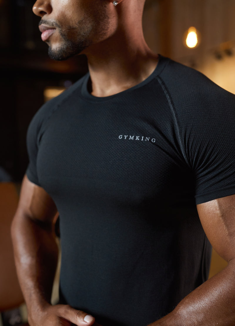 Gym King Seamless Tee - Black