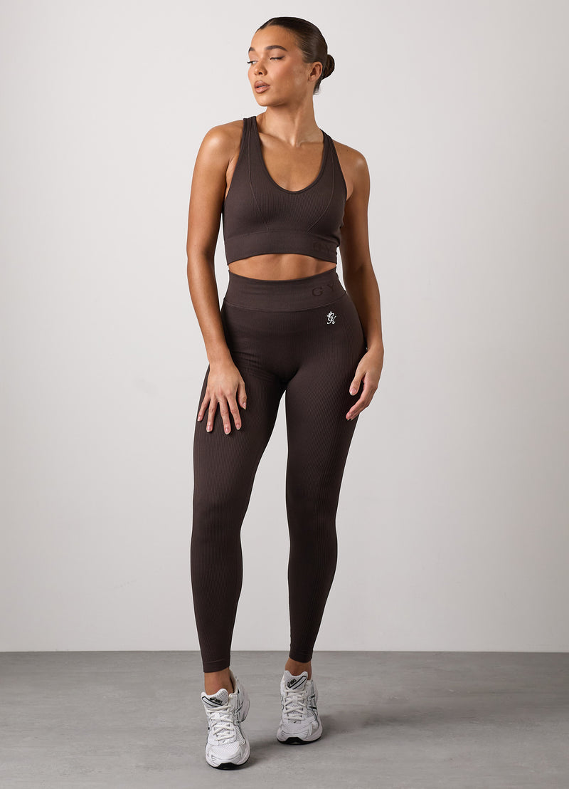 Gym King Formation Rib Bra - Cocoa