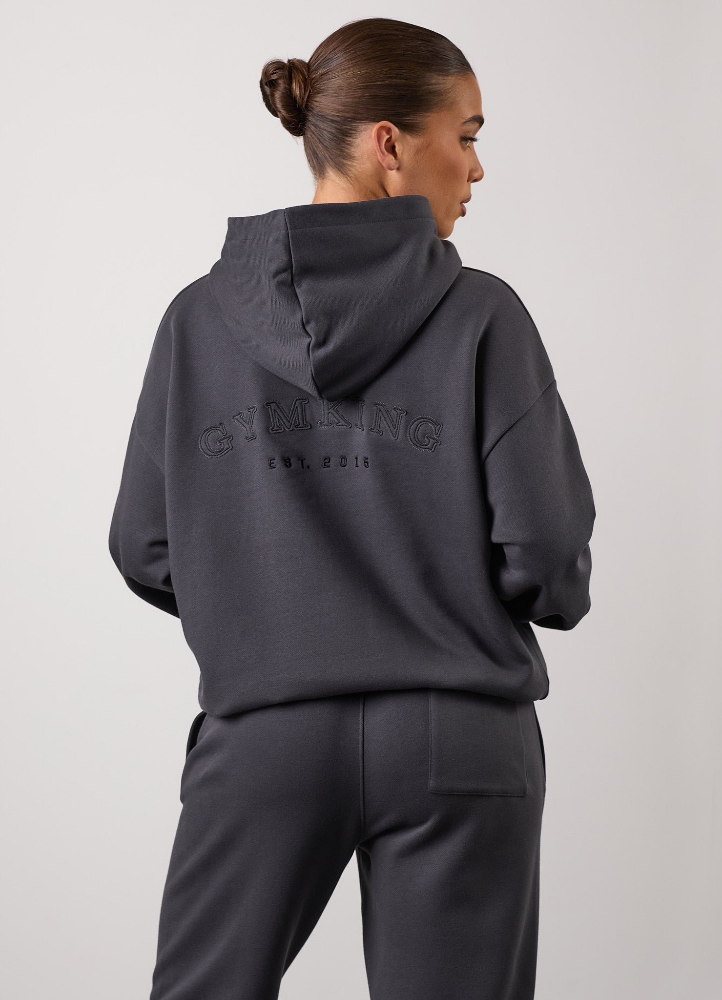 Gym King Compose Oversized Hoodie - Dark Pewter