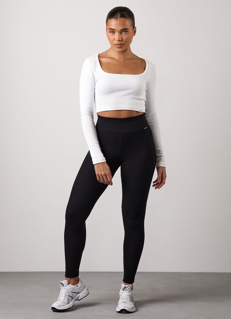 Gym King 365 Rib Long Sleeve Crop Tee - White