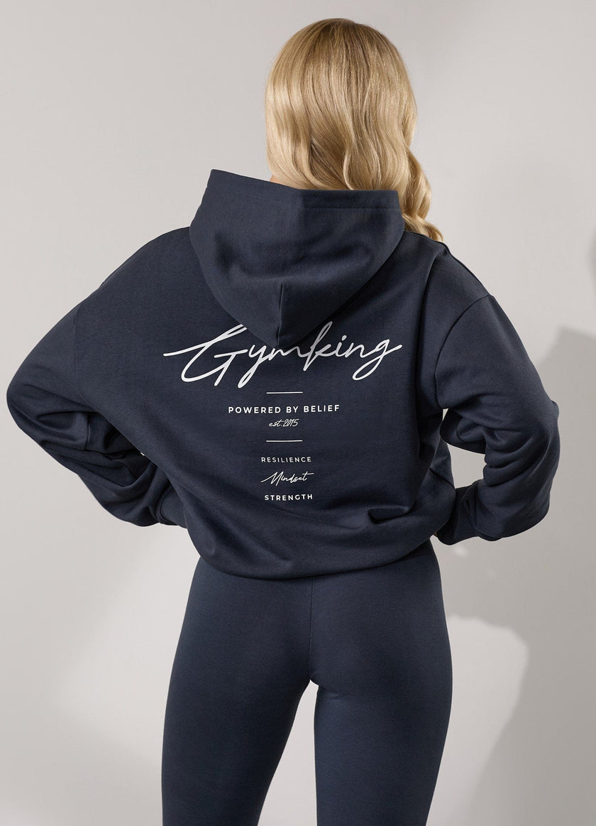 Gym King Reset Oversized Hood - Midnight Blue