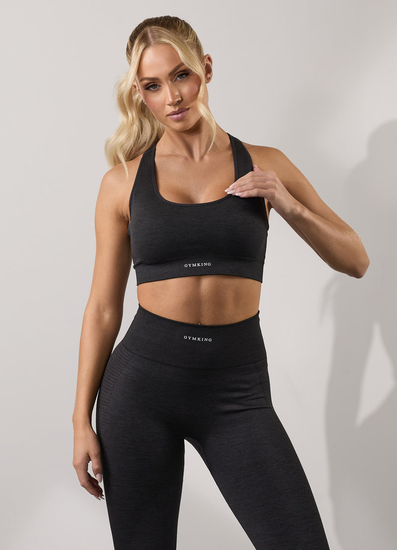 Gym King Results 2.0 Seamless Cross Over Bra - Black