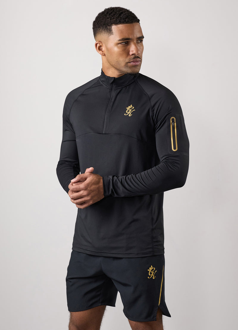 Gym King Flex 1/4 Zip Funnel - Black/Gold