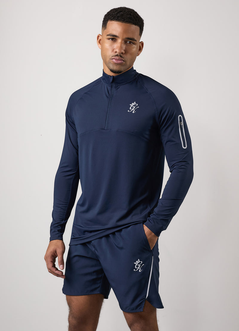 Gym King Flex 1/4 Zip Funnel - Dark Navy/Silver