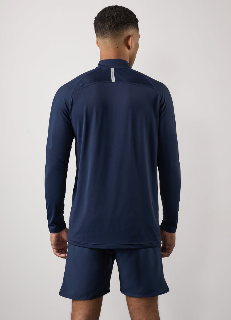 Gym King Flex 1/4 Zip Funnel - Dark Navy/Silver