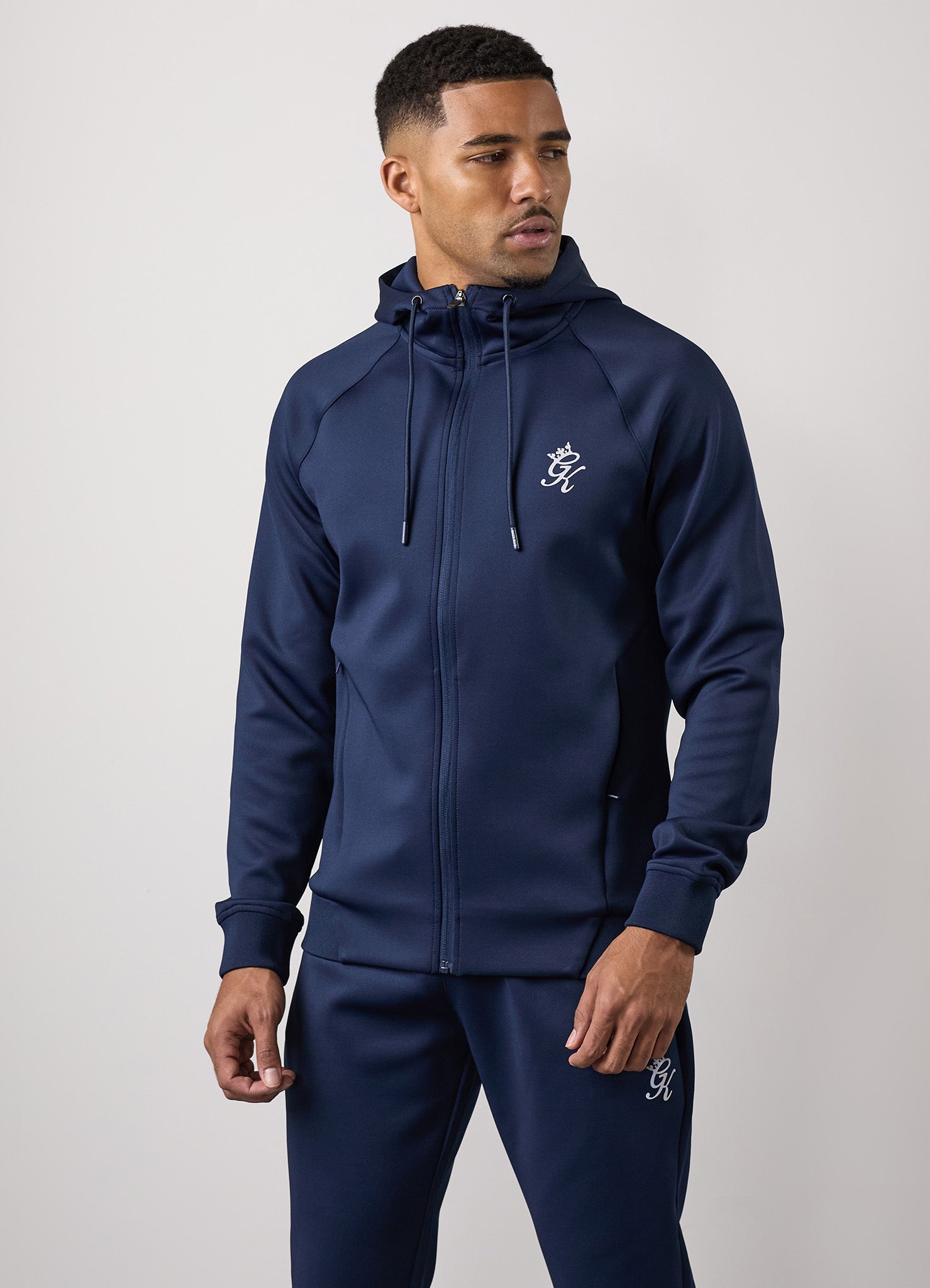 Gym King Full Zip Poly Tracksuit Top Navy M