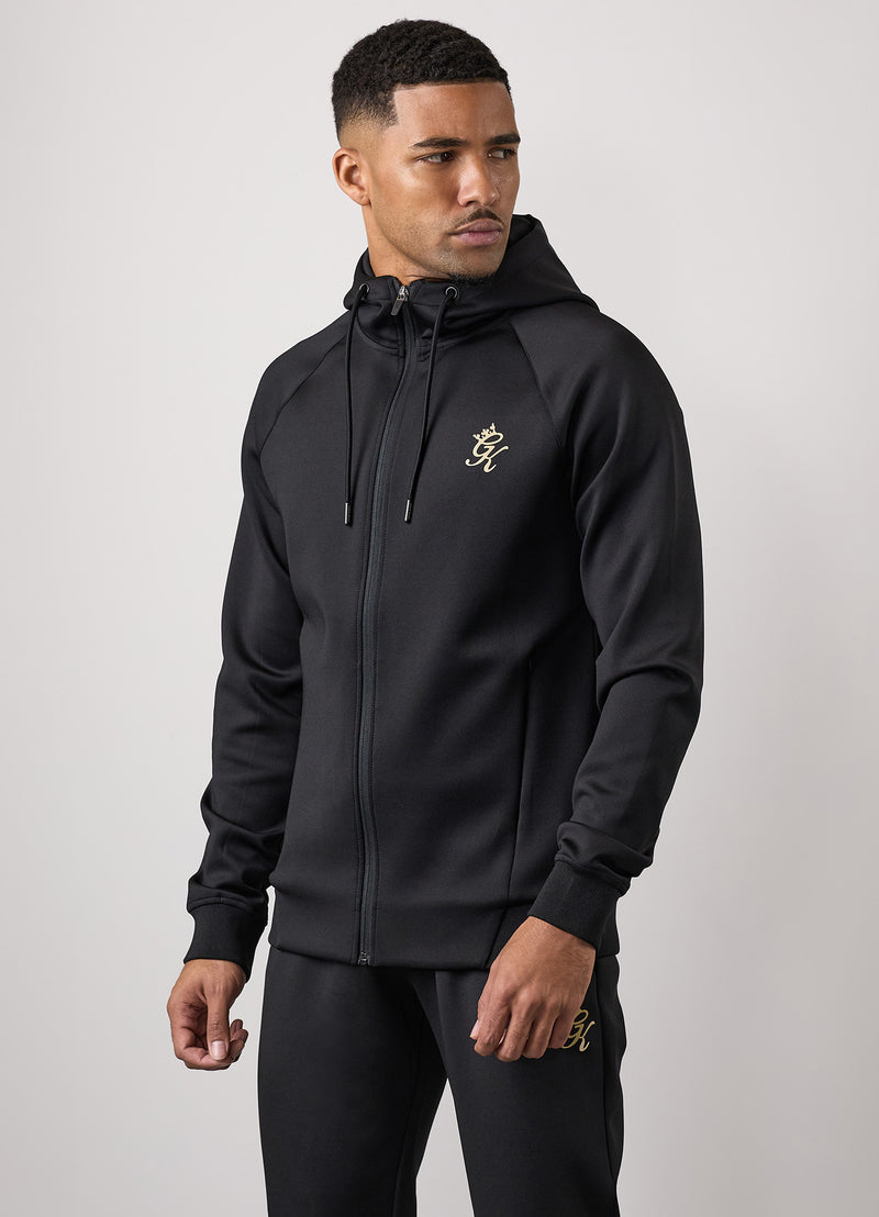 Gym King Full Zip Poly Tracksuit Top Black Gold GYM KING