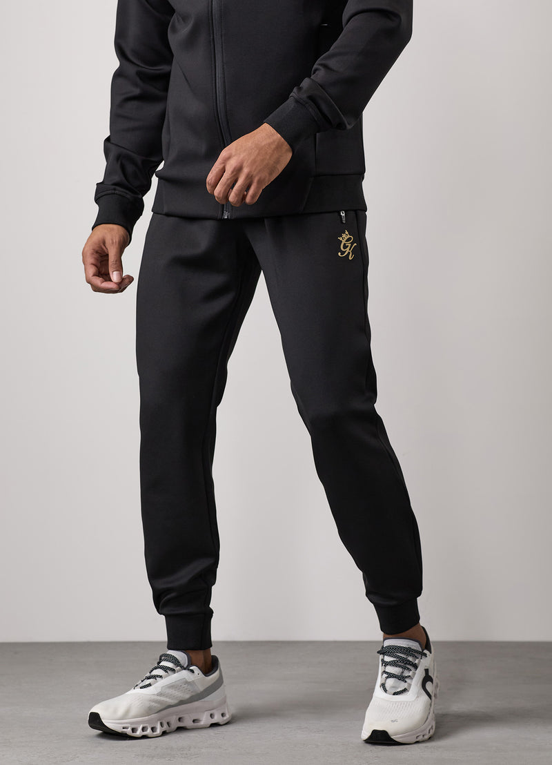 Gym King Full Zip Poly Tracksuit Top - Black/Gold