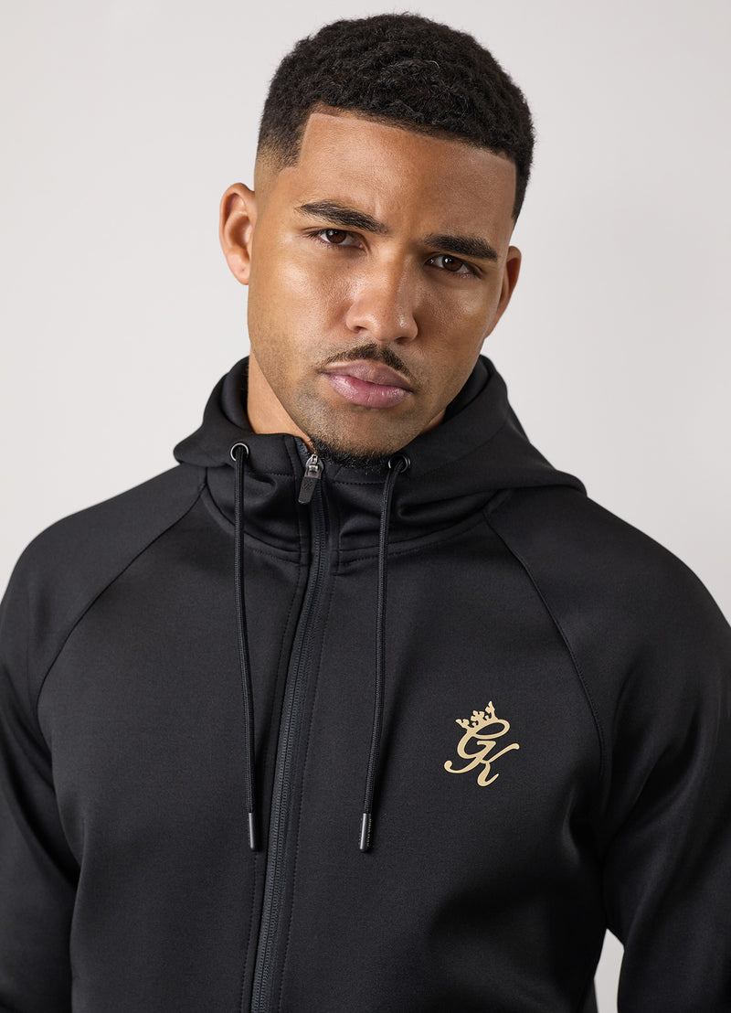 Gym King Full Zip Poly Tracksuit Top - Black/Gold