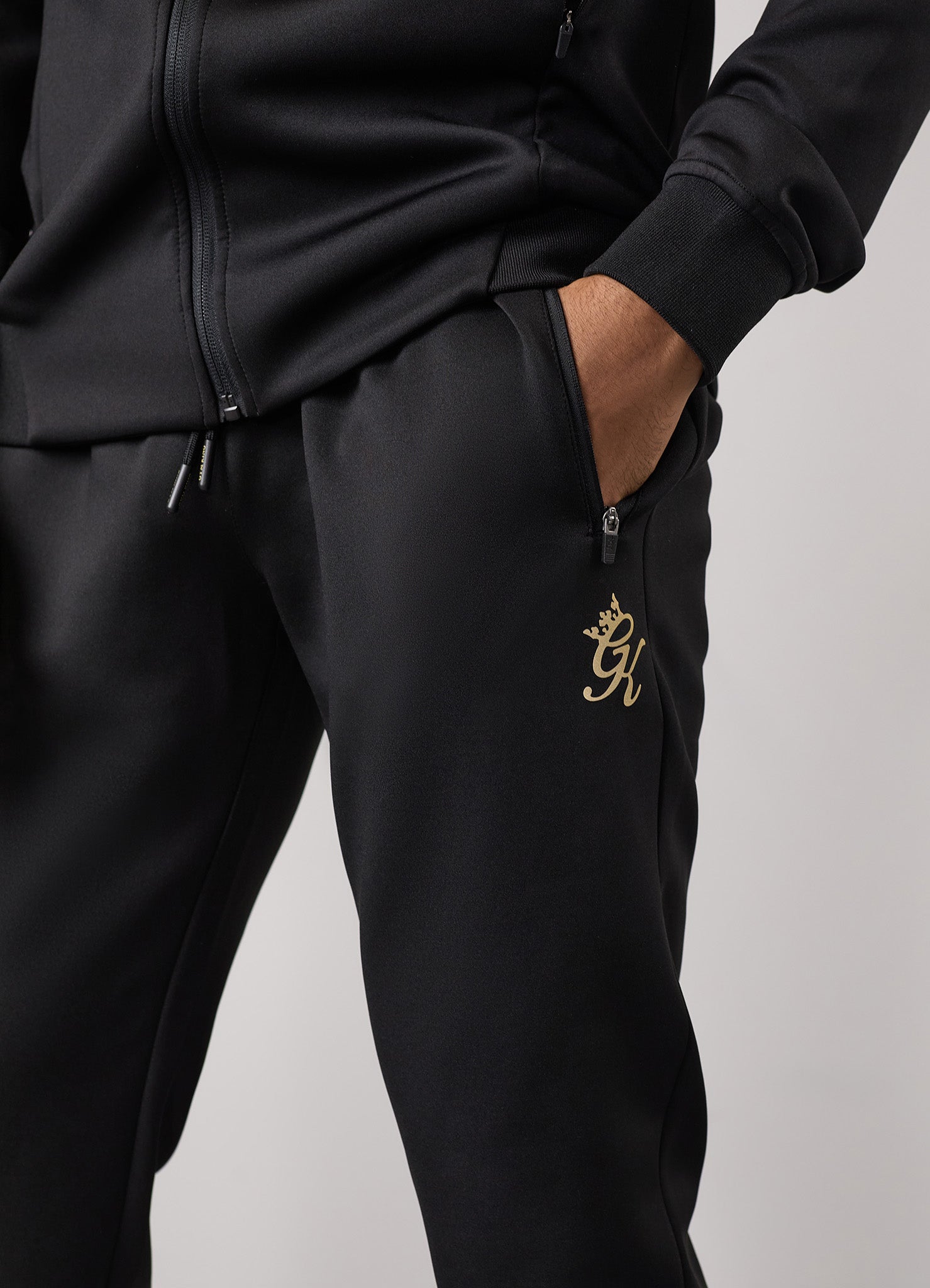 Gym King Poly Tracksuit Bottom Black Gold GYM KING