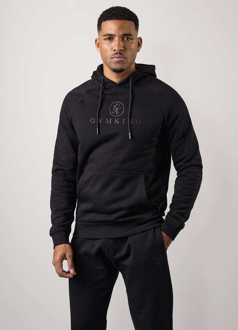 Gym King Pro Logo Fleece Hood - Black/Black