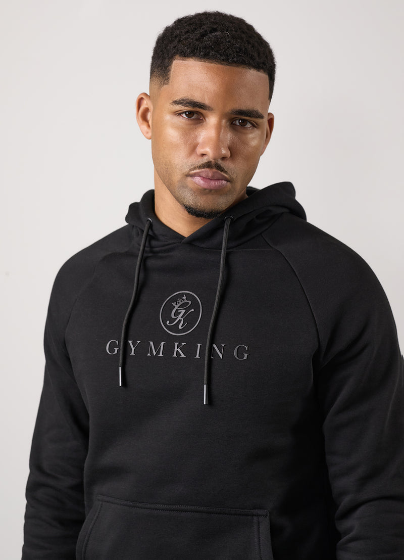 Gym King Pro Logo Fleece Hood - Black/Black