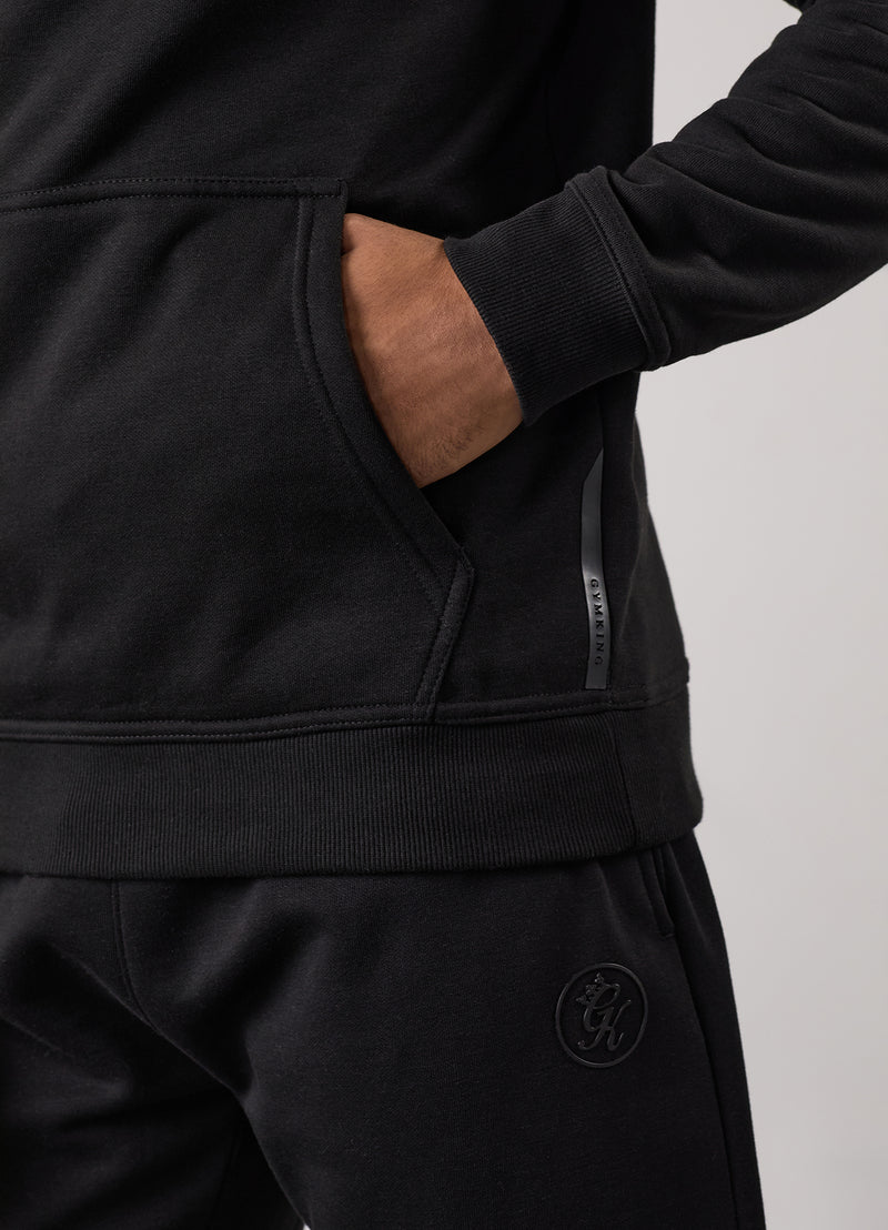 Gym King Pro Logo Fleece Hood - Black/Black