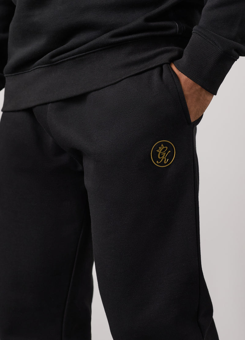 Gym King Pro Logo Fleece Hood Tracksuit - Black/Gold