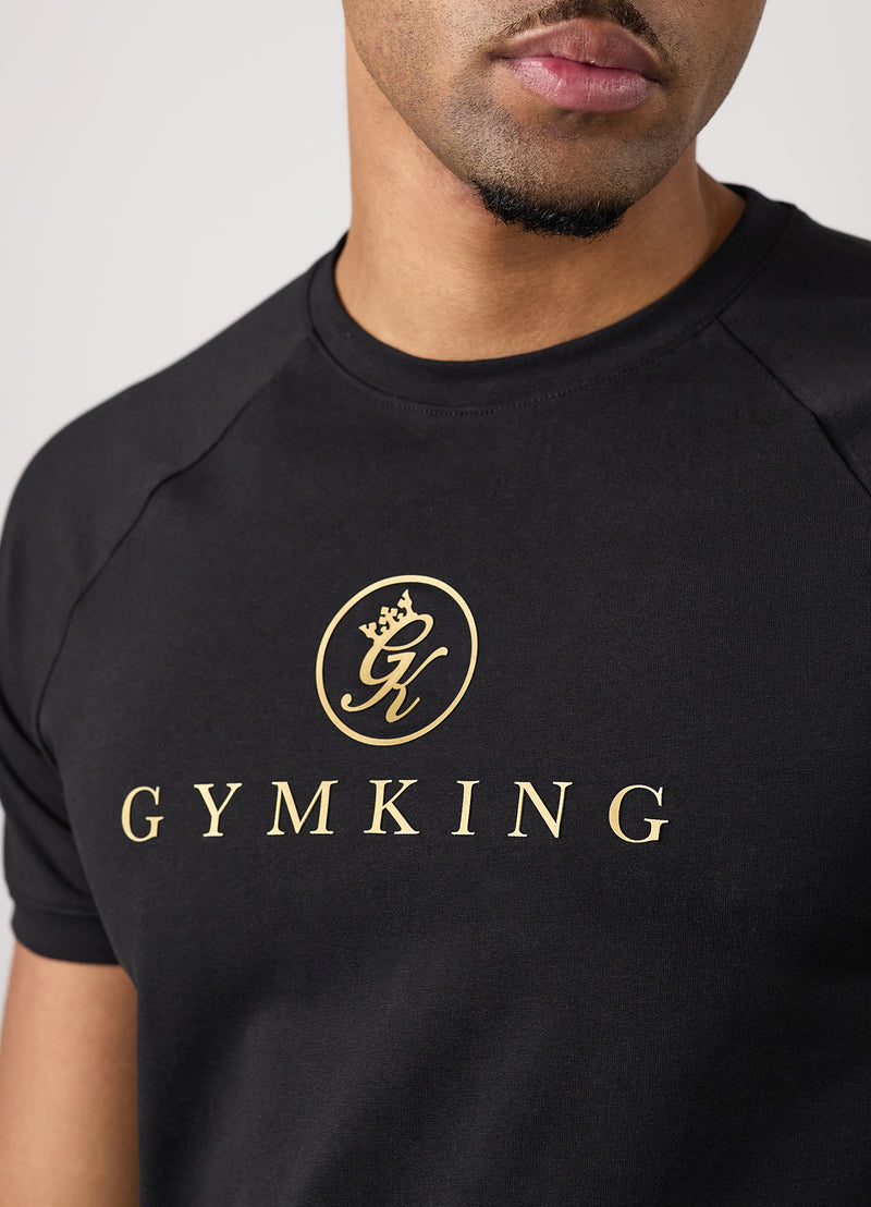 Gym King Pro Logo Jersey Tee - Black/Gold