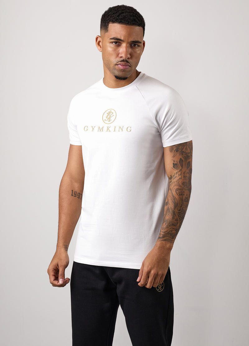 Gym King Pro Logo Tee - White/Gold