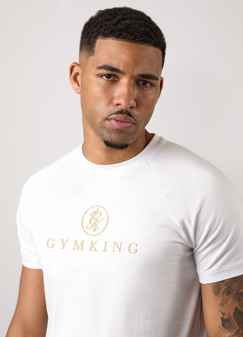 Gym King Pro Logo Tee - White/Gold