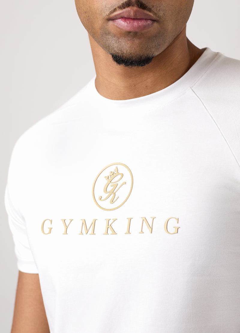 Gym King Pro Logo Tee - White/Gold