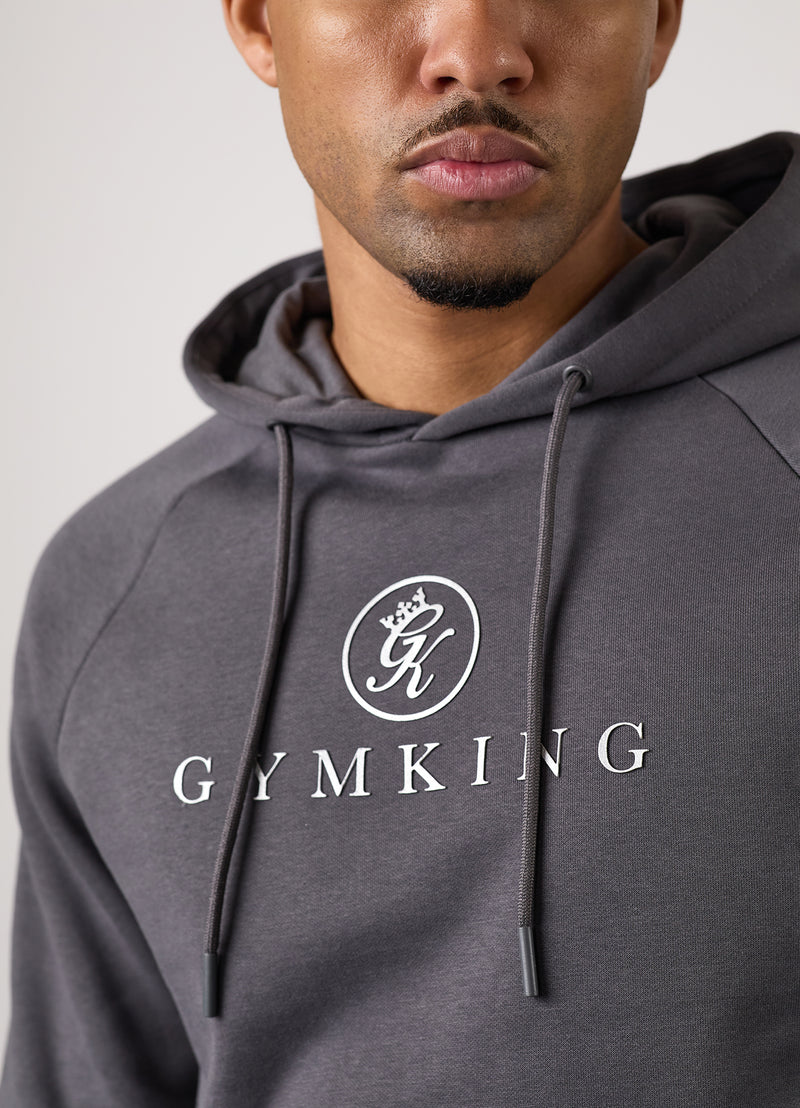 Gym King Pro Logo Fleece Hood - Onyx Grey