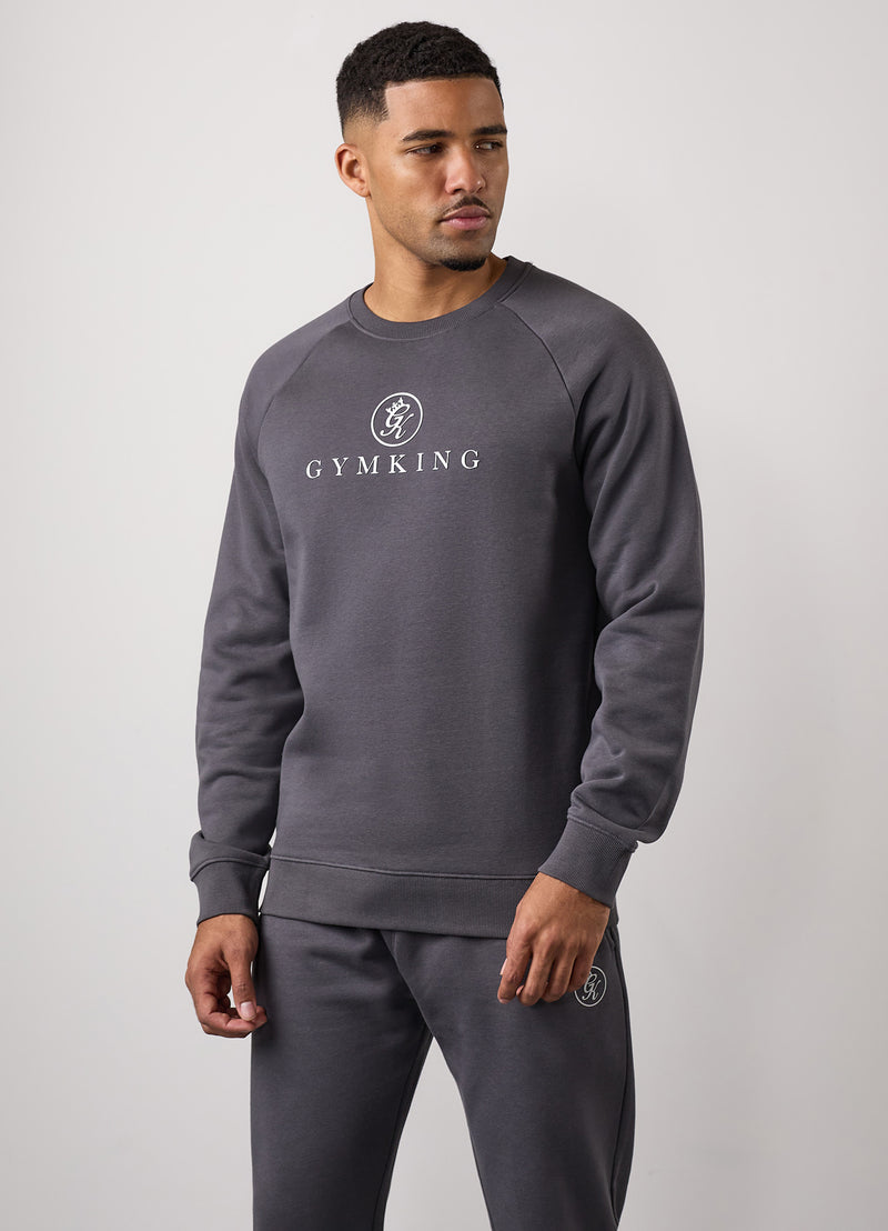 Gym King Pro Logo Fleece Crew - Onyx Grey