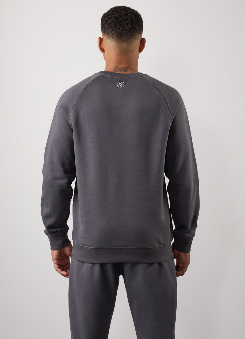 Gym King Pro Logo Fleece Crew - Onyx Grey