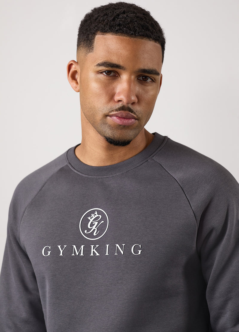 Gym King Pro Logo Fleece Crew - Onyx Grey