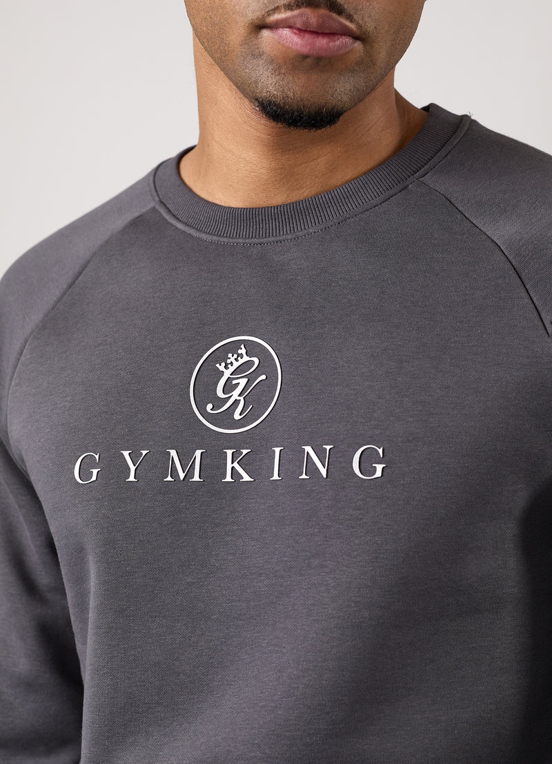 Gym King Pro Logo Fleece Crew - Onyx Grey