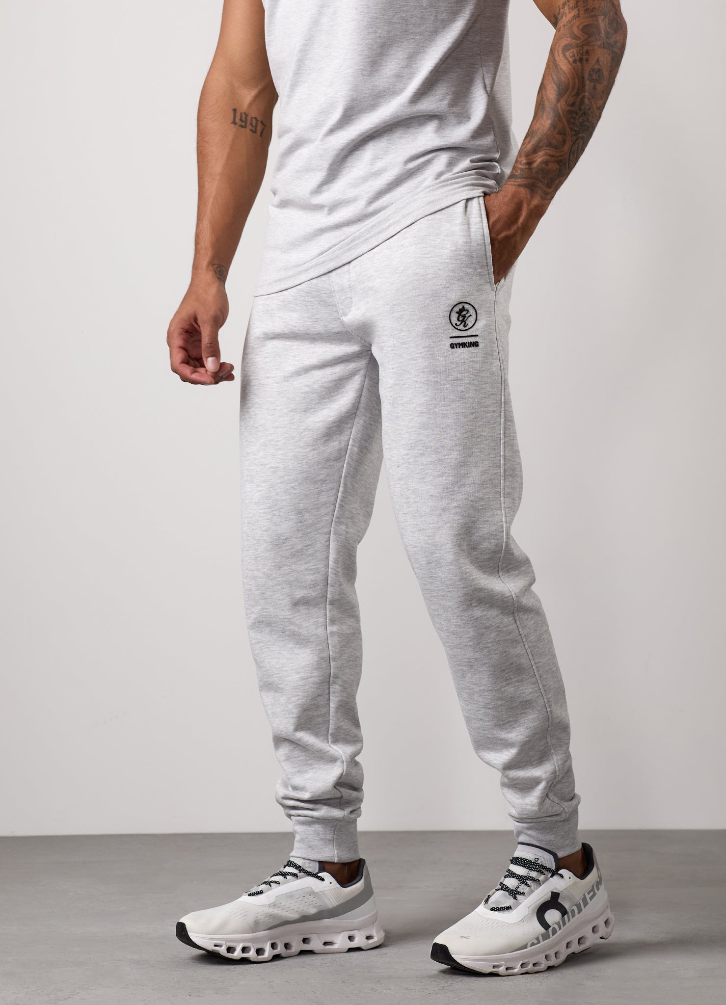 Gym king grey marl joggers deals