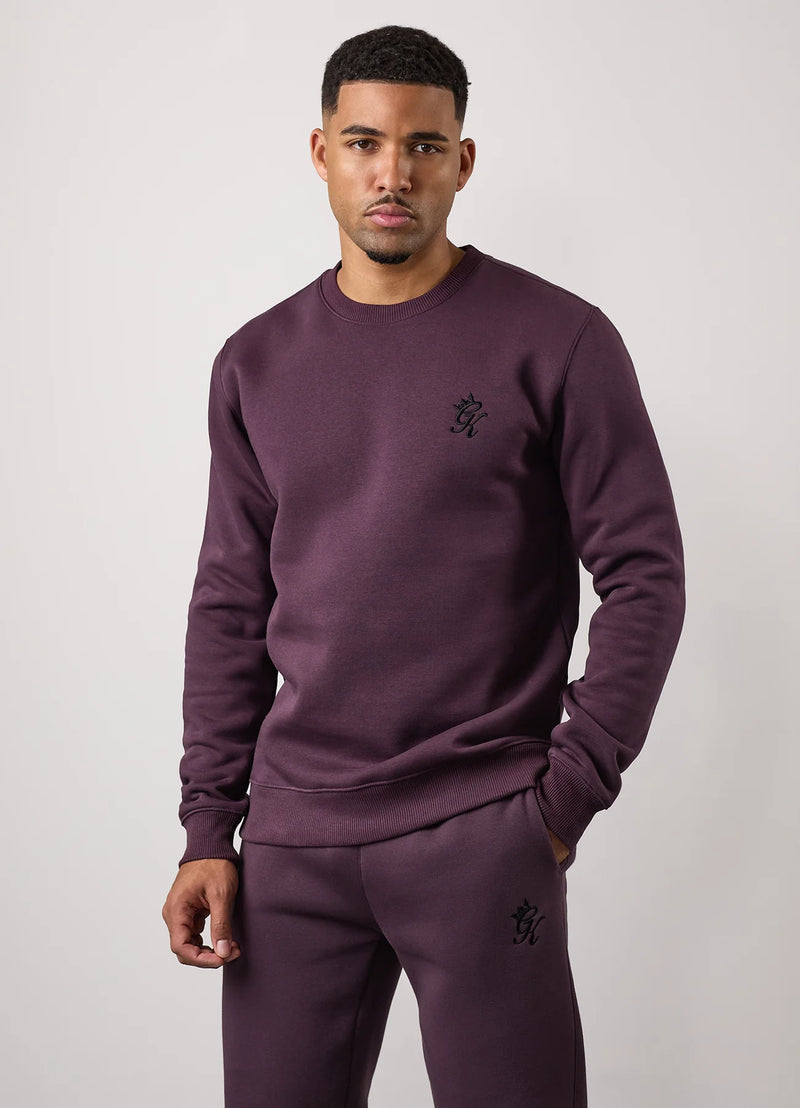 Gym King Fundamental Crew Tracksuit - Deep Plum